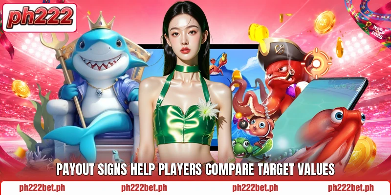Payout signs help players compare target values Payout signs help players compare target values