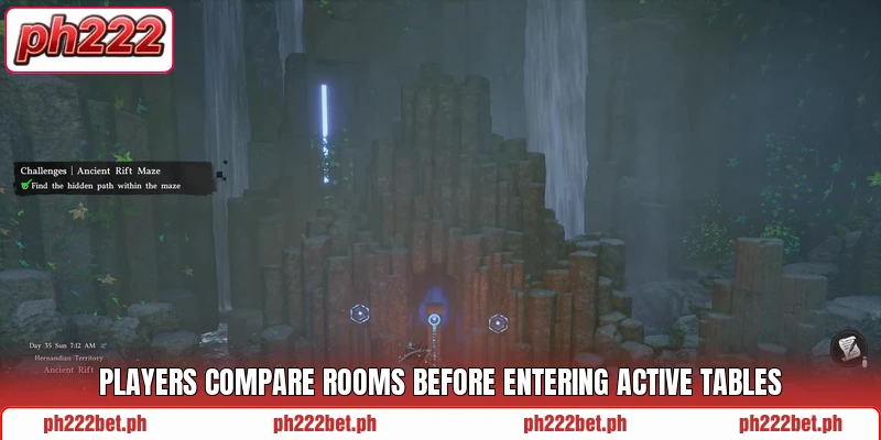 Players compare rooms before entering active tables Players compare rooms before entering active tables