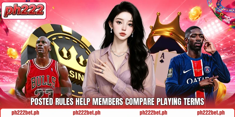 Posted rules help members compare playing terms Posted rules help members compare playing terms