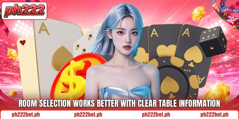 Room selection works better with clear table information Room selection works better with clear table information