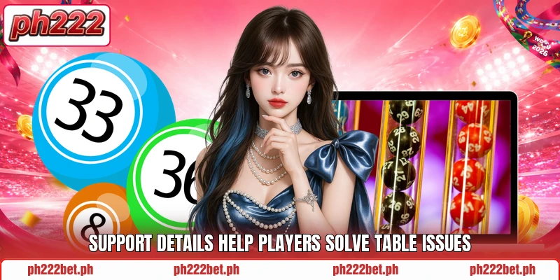 Support details help players solve table issues