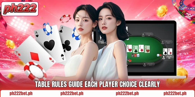 Table rules guide each player choice clearly