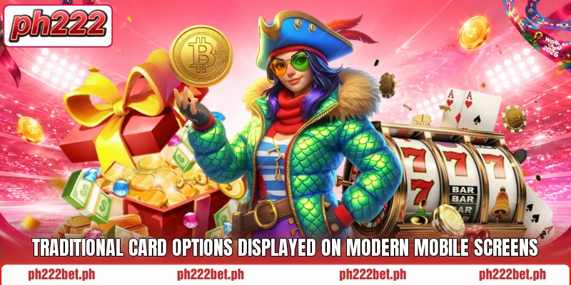 Traditional card options displayed on modern mobile screens