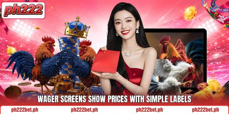 Wager screens show prices with simple labels Wager screens show prices with simple labels